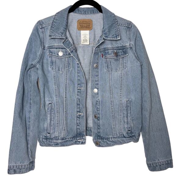 Levi’s Girls Trucker Jean Jacket Youth 13-15 Years XL Mid Wash 100% Cotton Denim - Picture 1 of 16